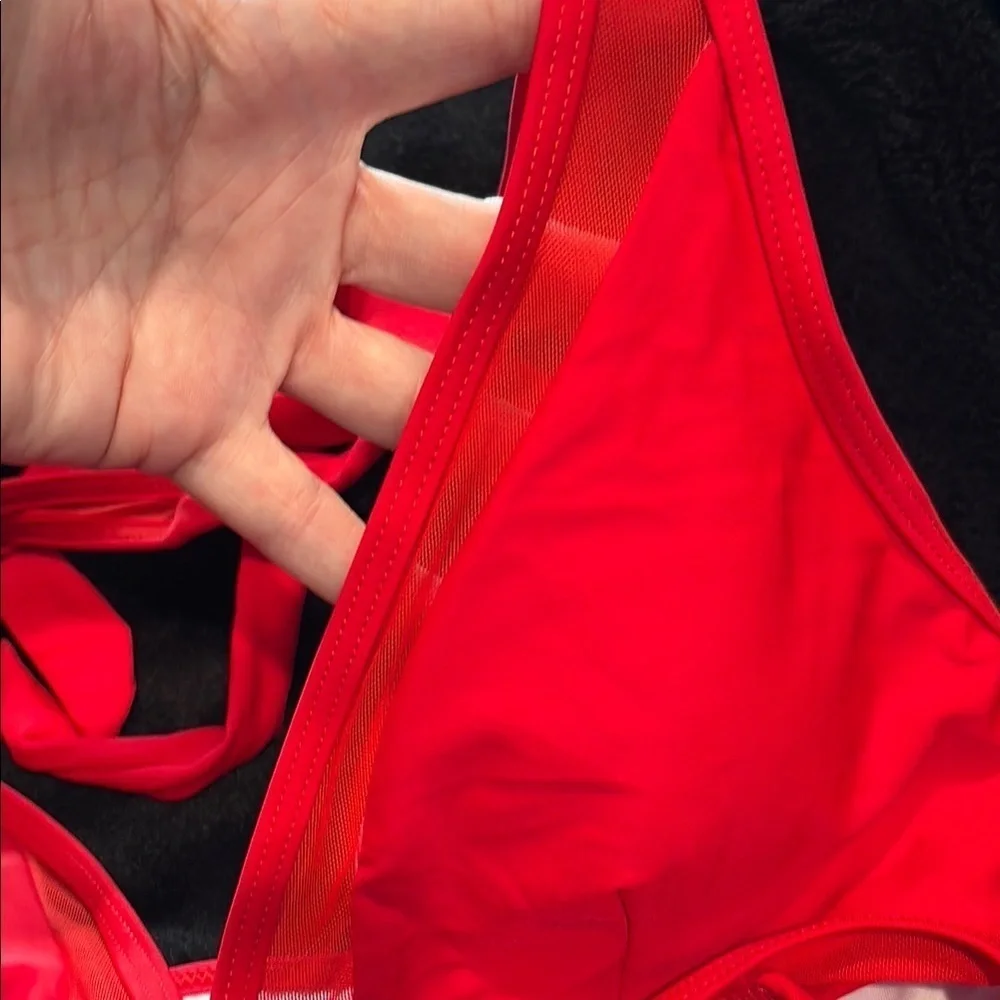 Vibrant Red High Waist sexy Halter Bikini Set size Small